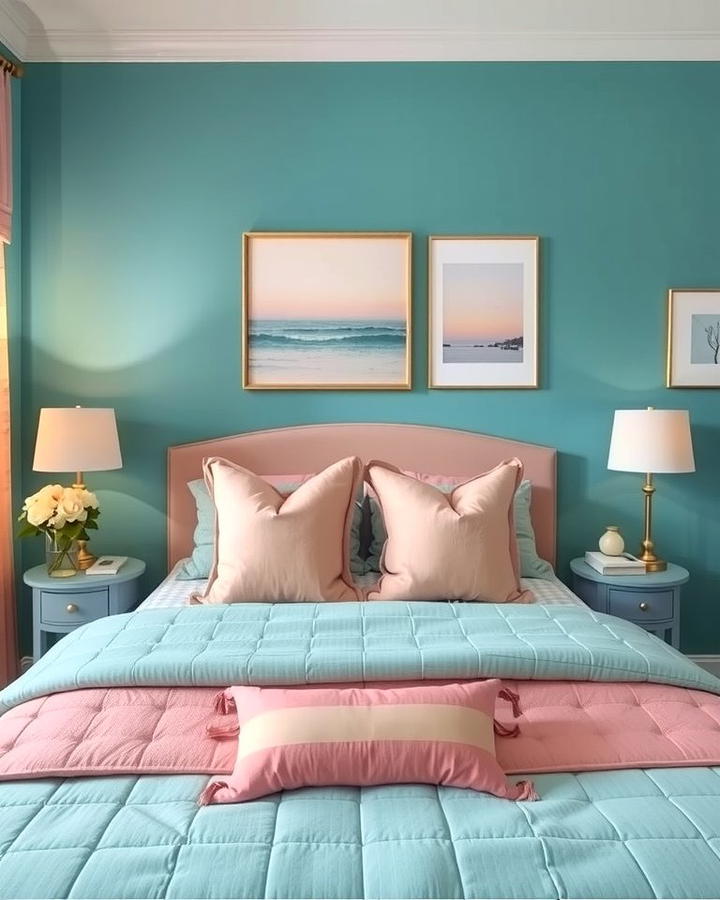 Teal and Blush Charm - 25 Teal Bedroom Ideas