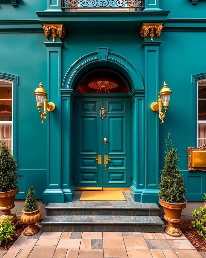 Teal and Gold Accents for Regal Glamour - 25 Teal House Exterior Ideas