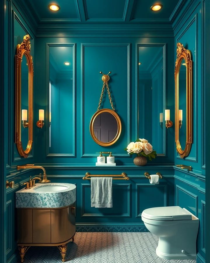 Teal and Gold Accents - 30 Teal Bathroom Ideas