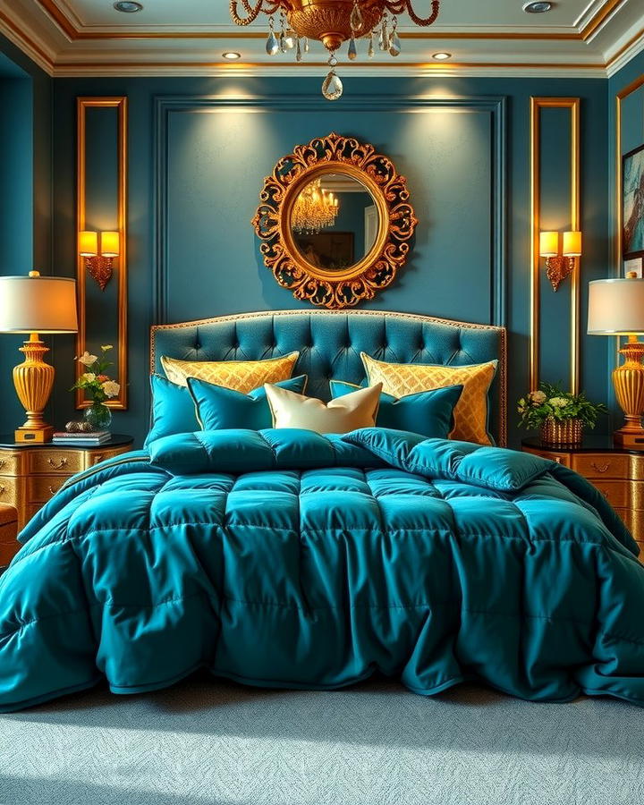 Teal and Gold Accessories - 25 Teal Bedroom Ideas