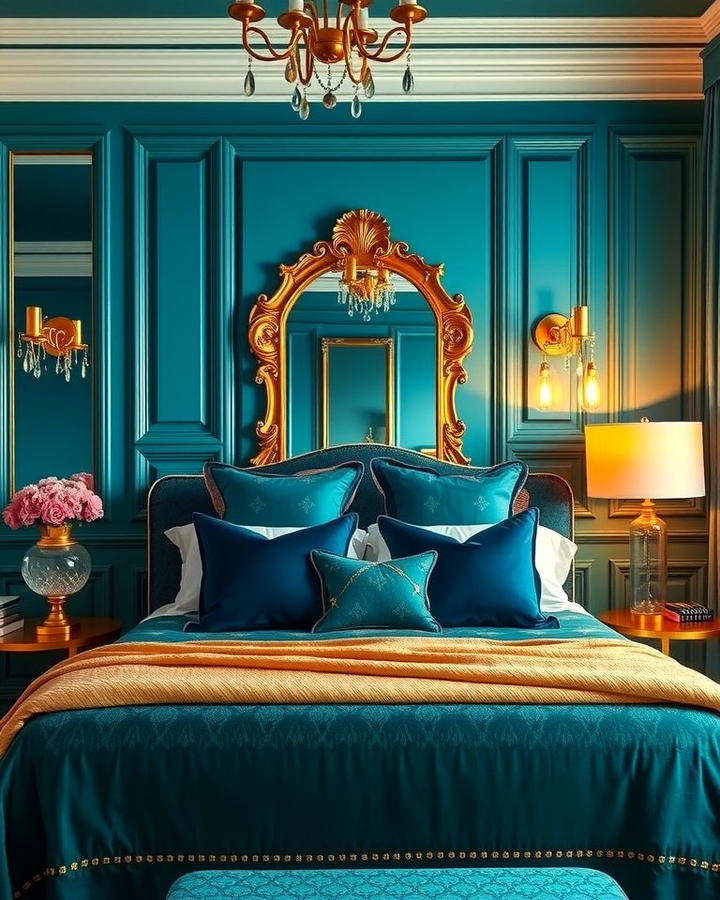 Teal and Gold Glamour - 25 Teal Bedroom Ideas