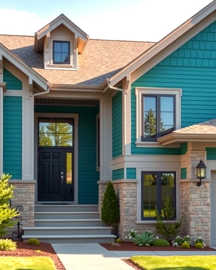 Teal and Gray Combination - 25 Teal House Exterior Ideas