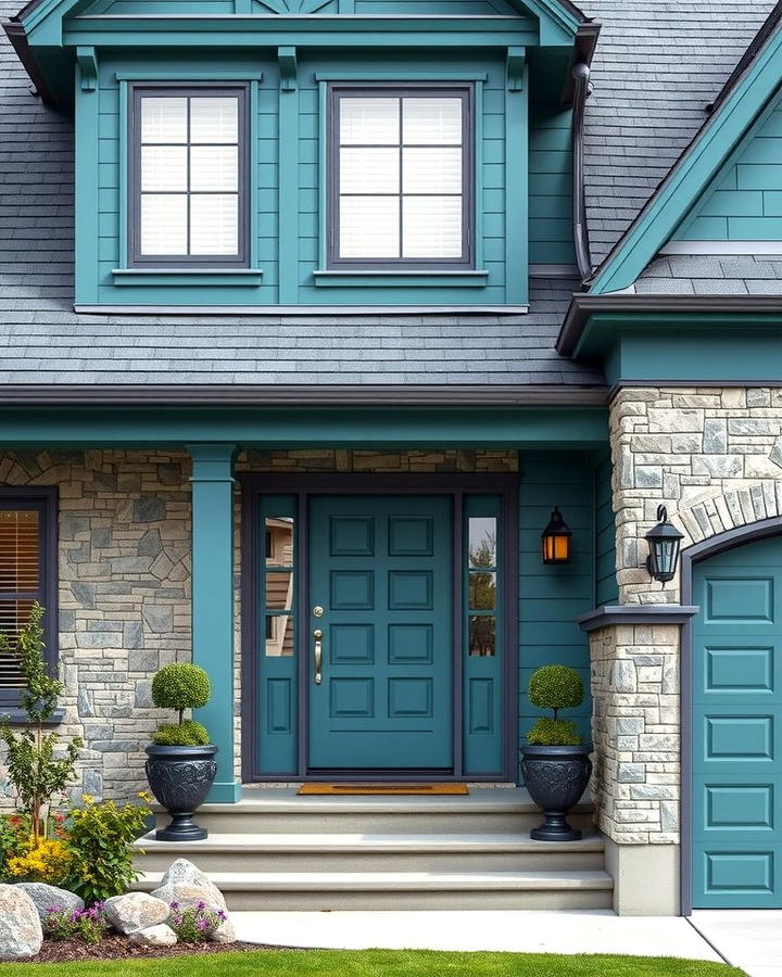Teal and Gray Subtle Elegance - 25 Teal House Exterior Ideas