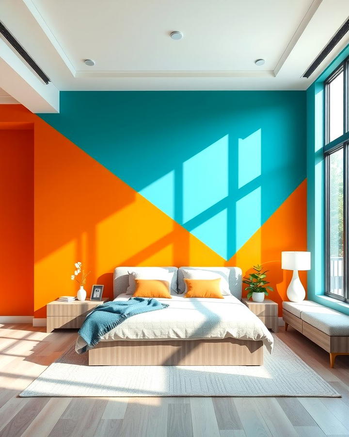 Teal and Orange Accent Wall - 25 Teal and Orange Bedroom Ideas