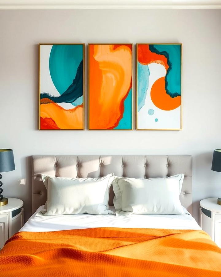 Teal and Orange Artwork - 25 Teal and Orange Bedroom Ideas