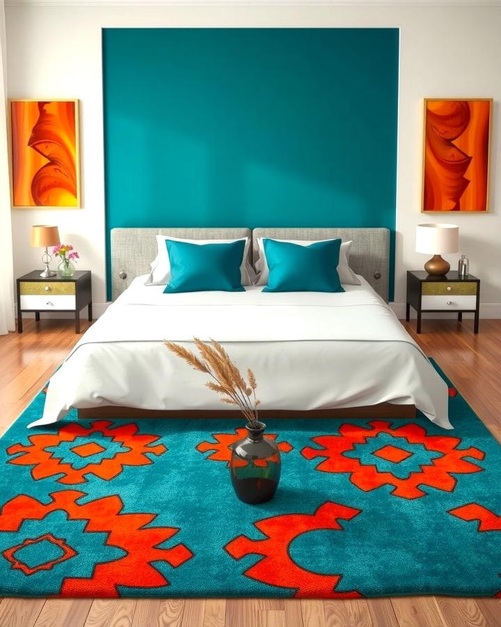 Teal and Orange Rug - 25 Teal and Orange Bedroom Ideas