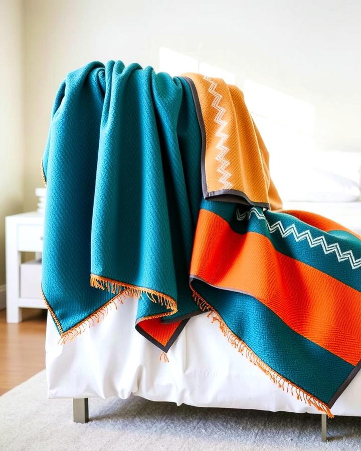 Teal and Orange Throw Blankets - 25 Teal and Orange Bedroom Ideas