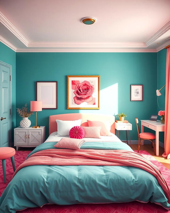 Teal and Pink Feminine Flair - 25 Teal Bedroom Ideas