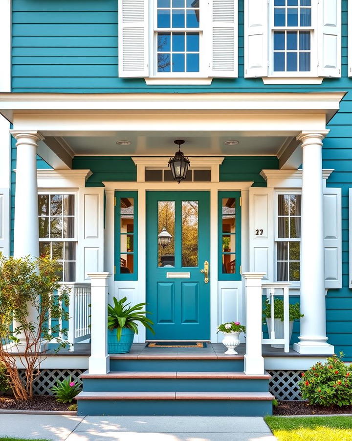 Teal and White Timeless Contrast - 25 Teal House Exterior Ideas