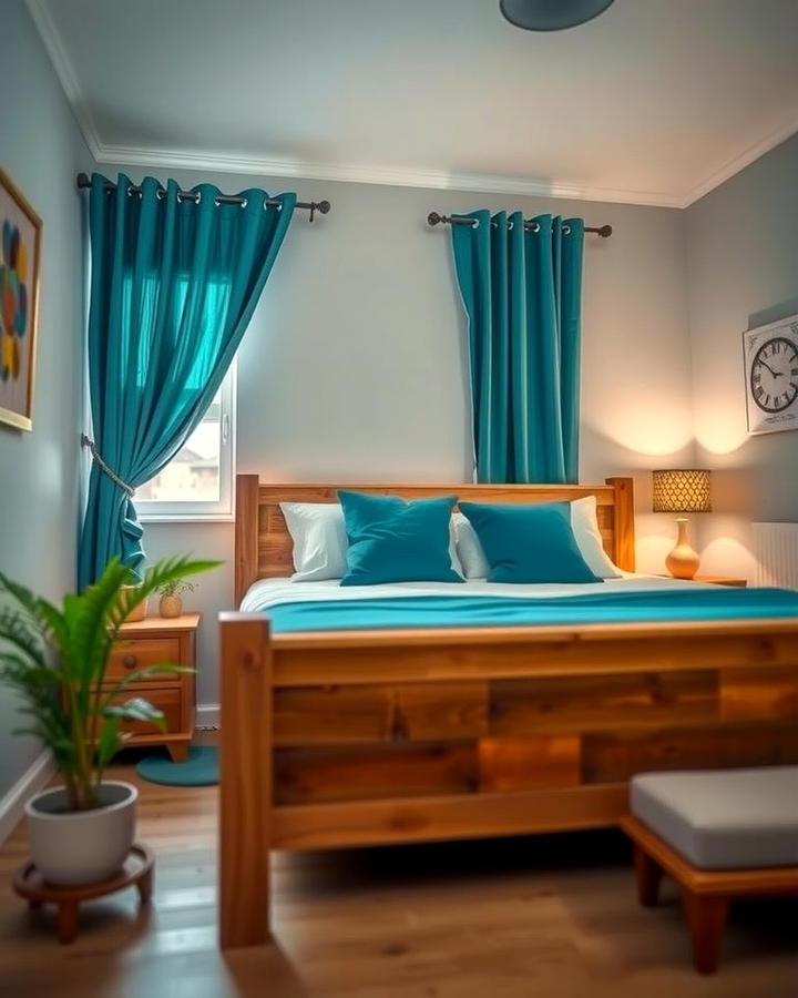 Teal and Wood Elements - 25 Teal Bedroom Ideas