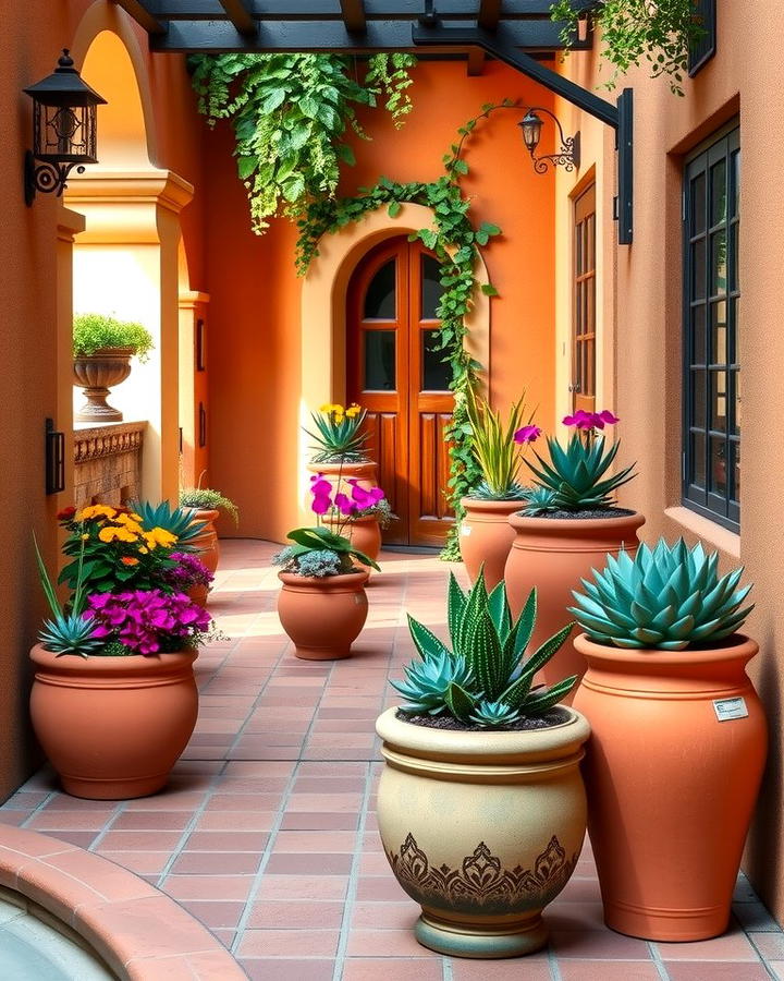 Terra Cotta Planters for Authenticity - 25 spanish style patio ideas