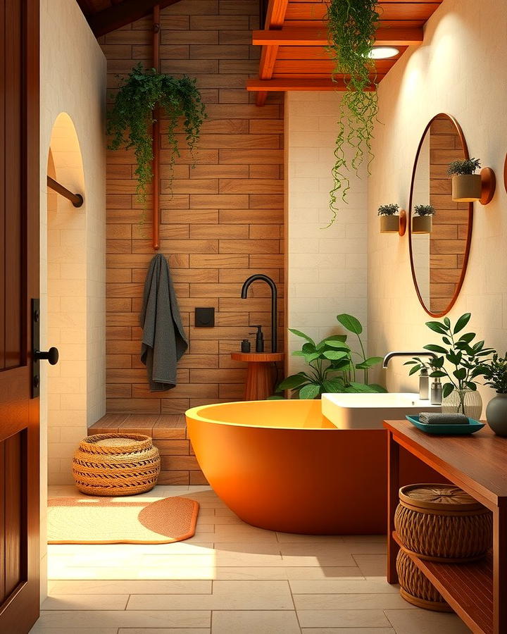 Terracotta Accents for Warmth - 25 Orange Bathroom Ideas