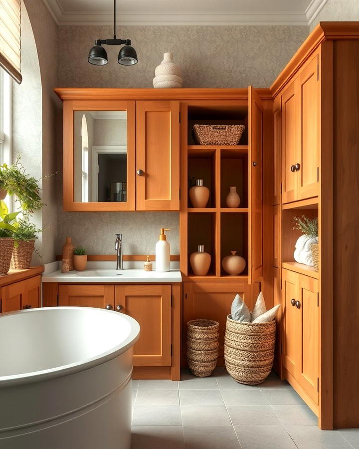 Terracotta Bathroom Storage Units - 25 Terracotta Bathroom Ideas