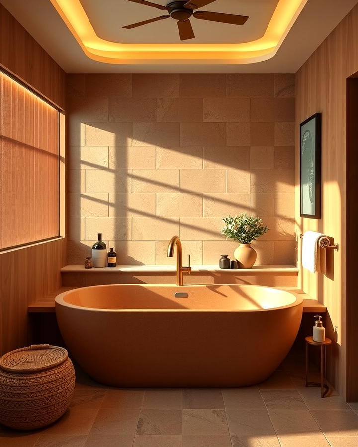 Terracotta Bathtub Surround for a Spa Like Feel - 25 Terracotta Bathroom Ideas