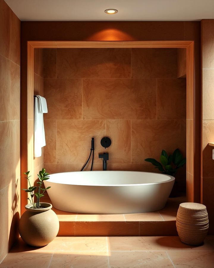 Terracotta Bathtub Surrounds - 25 Terracotta Bathroom Ideas