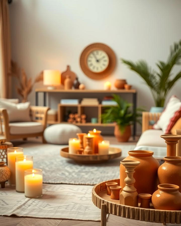 Terracotta Candles - 25 Terracotta Living Room Ideas