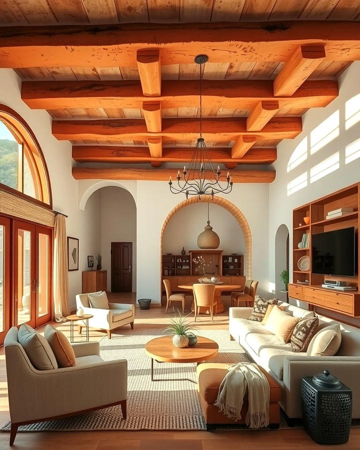 Terracotta Ceiling Beams - 25 Terracotta Living Room Ideas