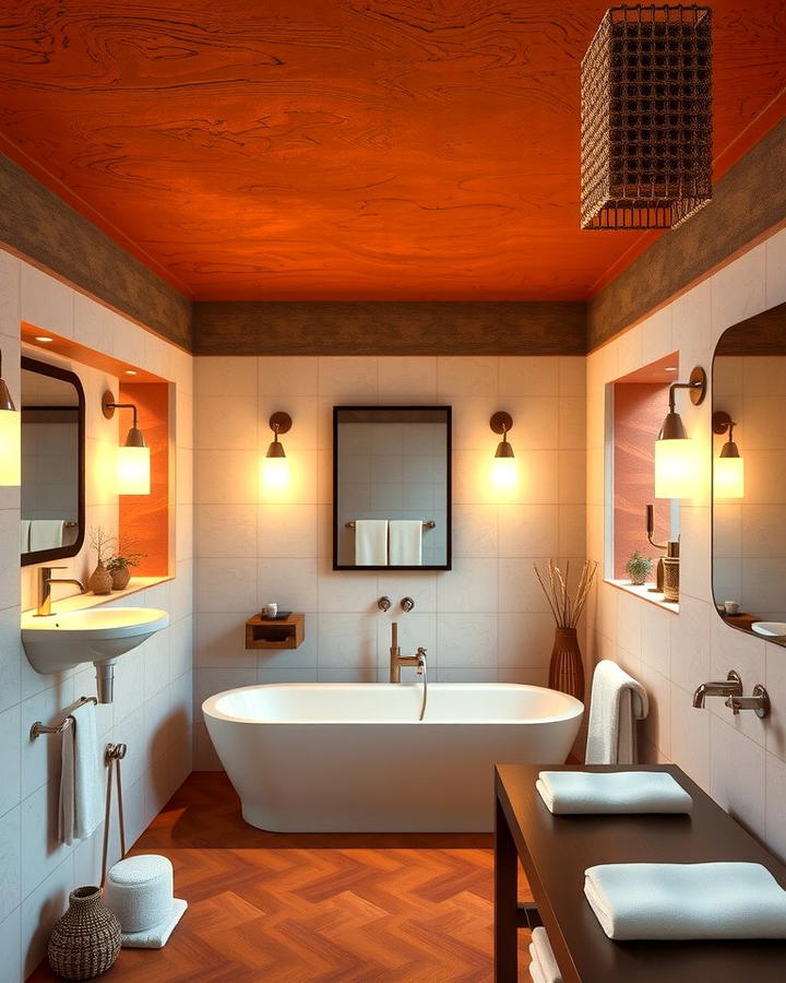 Terracotta Ceiling for an Unexpected Touch - 25 Terracotta Bathroom Ideas