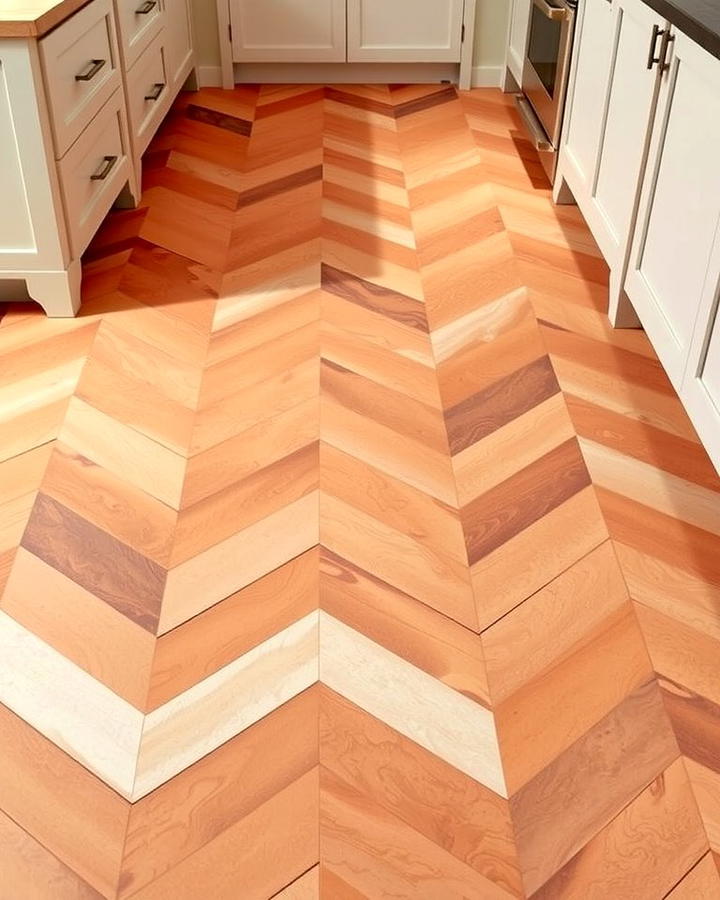 Terracotta Chevron Layout - 25 Terracotta Kitchen Floor Ideas