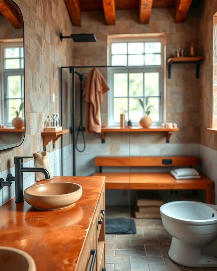 Terracotta Countertops for Rustic Functionality - 25 Terracotta Bathroom Ideas