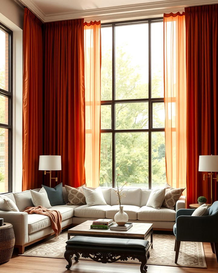 Terracotta Curtains - 25 Terracotta Living Room Ideas