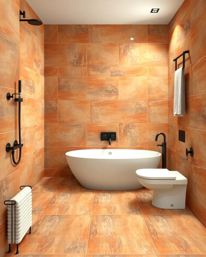 Terracotta Floor to Ceiling Tiles - 25 Terracotta Bathroom Ideas