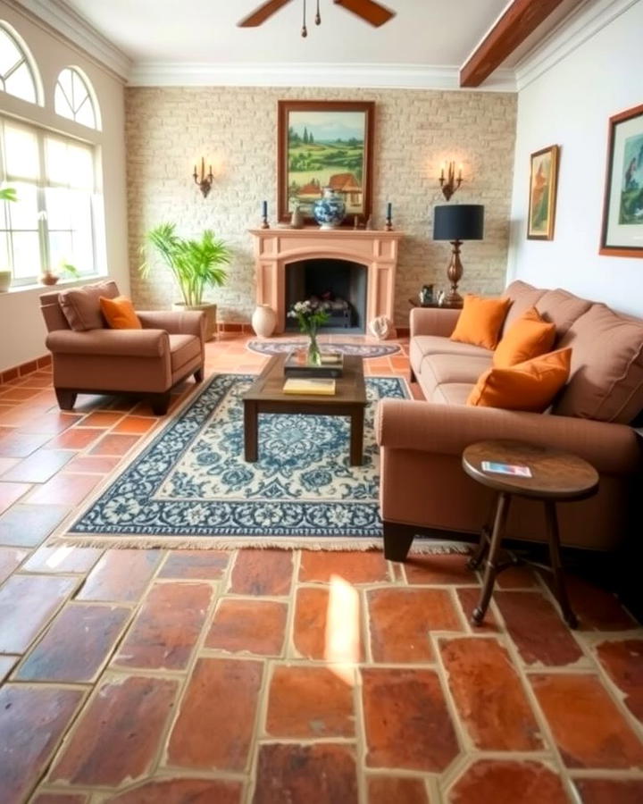 Terracotta Flooring Charm - 25 Spanish Style Living Room Ideas