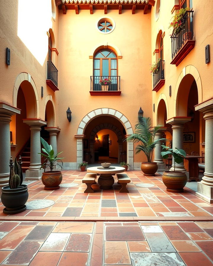 Terracotta Flooring for Rustic Warmth - 25 spanish courtyard ideas