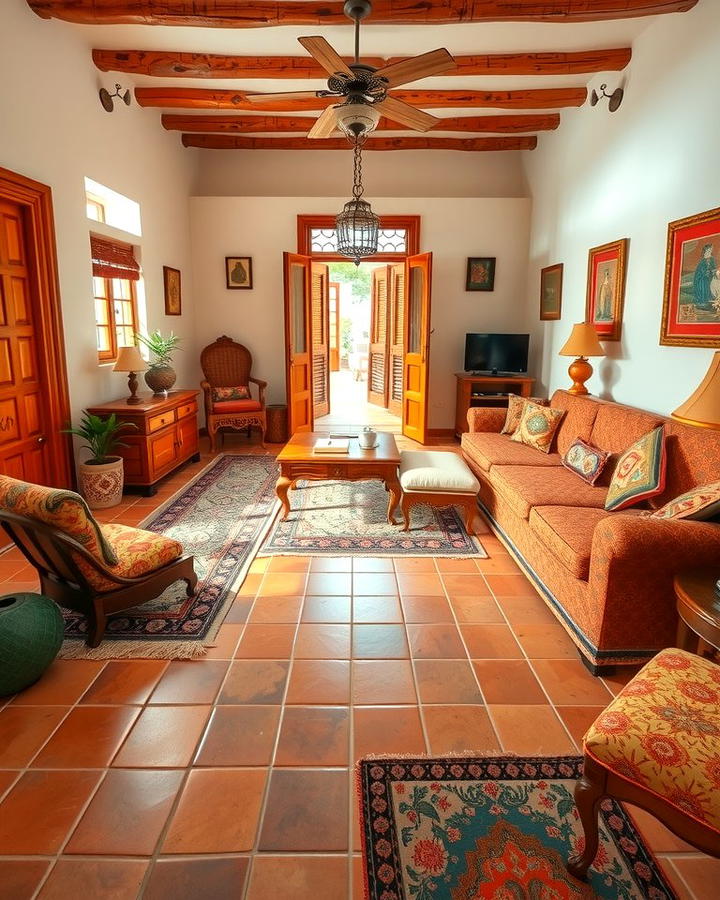 Terracotta Flooring - 25 Spanish Style Living Room Ideas