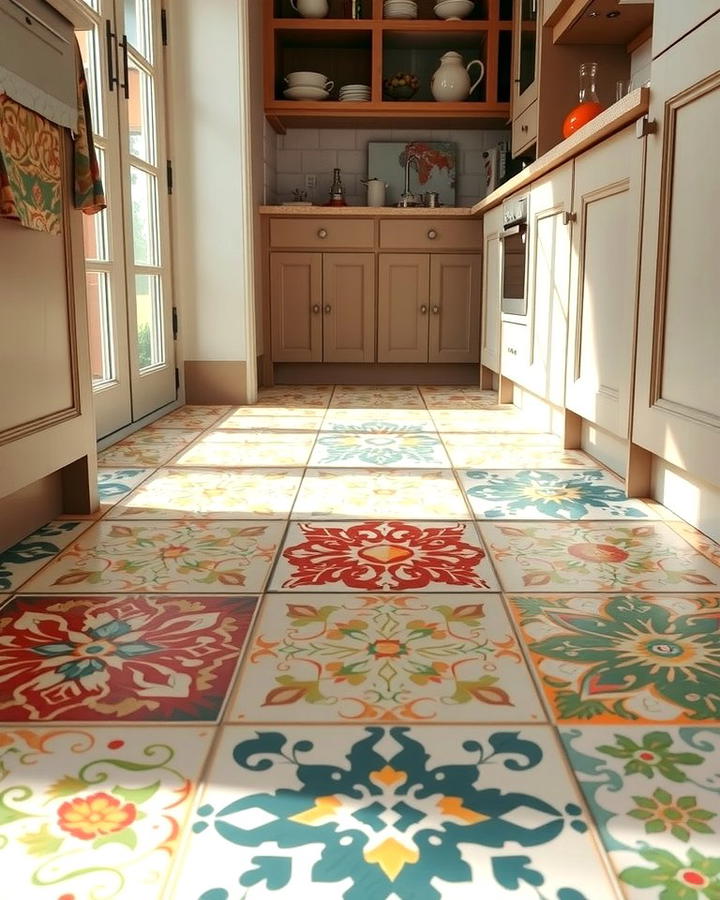 Terracotta Floors with Hand Painted Patterns - 25 Terracotta Kitchen Floor Ideas