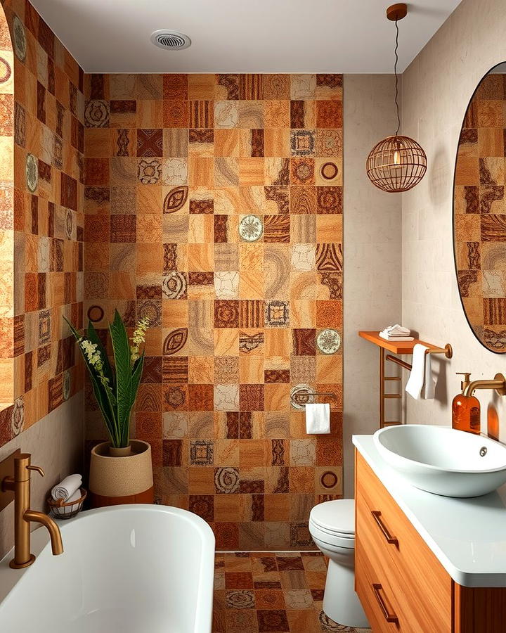 Terracotta Mosaic Tiles for Artistic Flair - 25 Terracotta Bathroom Ideas