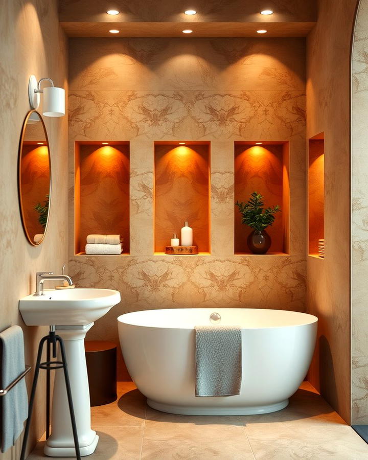 Terracotta Niches for Built In Storage - 25 Terracotta Bathroom Ideas