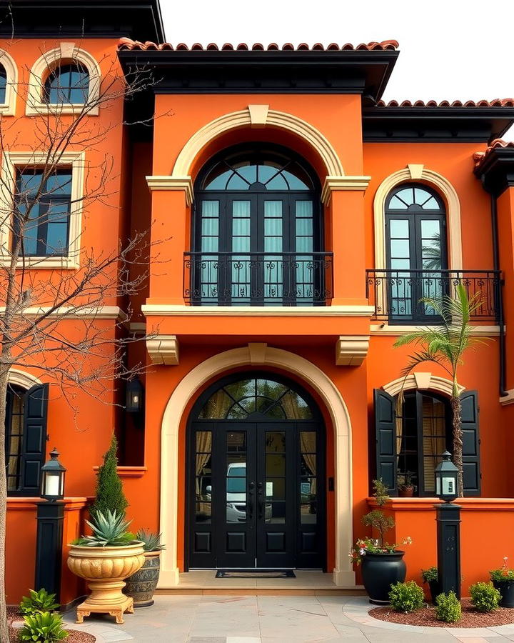 Terracotta Orange with Black Accents - 25 Orange House Exterior Ideas