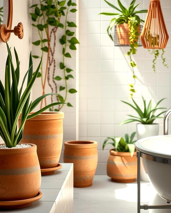 Terracotta Planters for a Green Touch - 25 Terracotta Bathroom Ideas