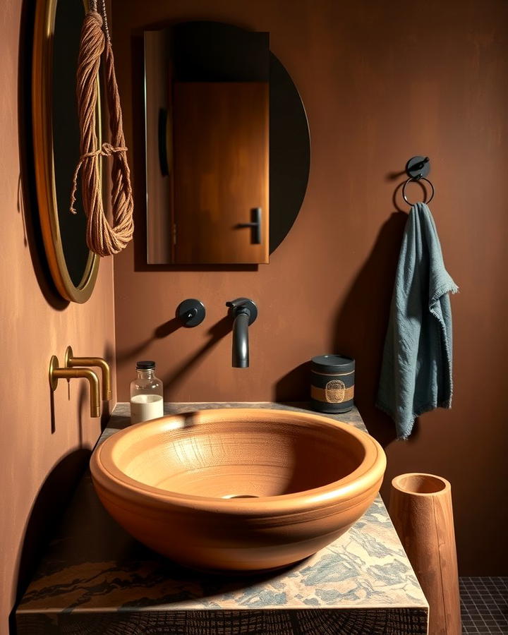 Terracotta Sink Basin for a Statement Piece - 25 Terracotta Bathroom Ideas