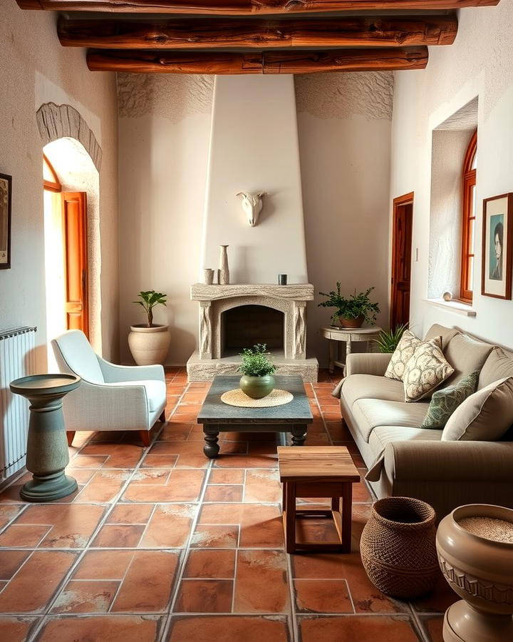 Terracotta Tile Flooring - 25 Terracotta Living Room Ideas