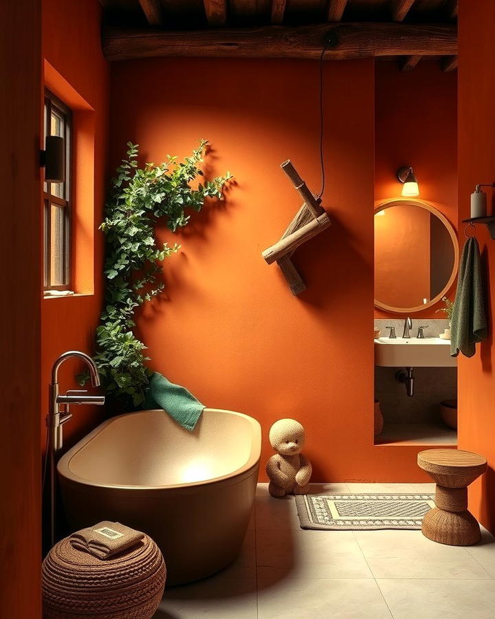 Terracotta Walls - 25 Orange Bathroom Ideas