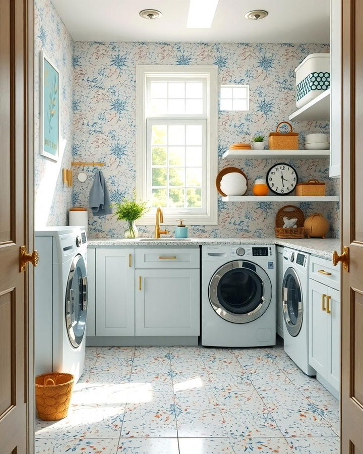 Terrazzo Tiles for a Trendy Retro Style - 30 Laundry Room Tile Ideas