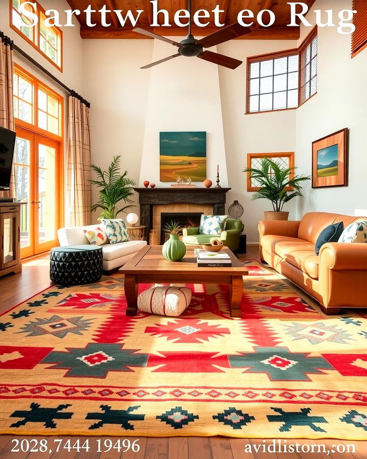 Textured Accent Rugs - 25 Southwest Living Room Ideas