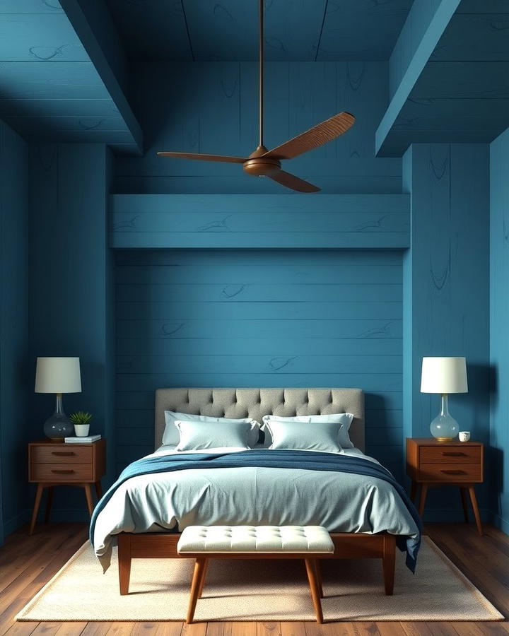 Textured Blue Walls - 25 Moody Blue Bedroom Ideas