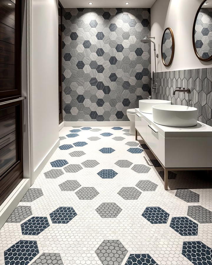 Textured Hexagon Tiles for Added Depth 2 - 30 Bathrooms With Hexagon Tile Floors