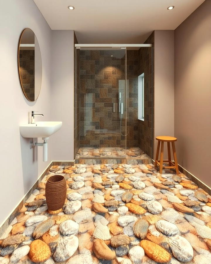 Textured Pebble Flooring - 25 Small Bathroom Flooring Ideas