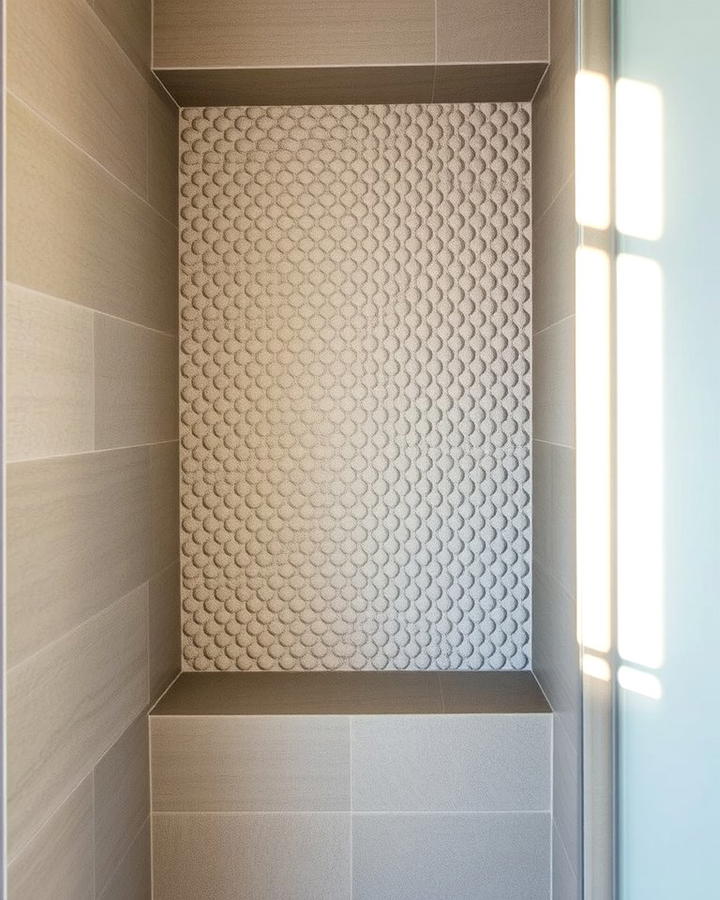 Textured Shower Niche for Added Depth - 25 Shower Niche Ideas