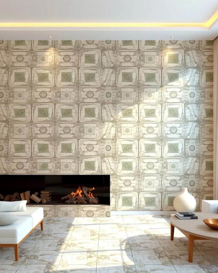 Textured Tile Fireplace Wall - 30 Fireplace Wall Ideas