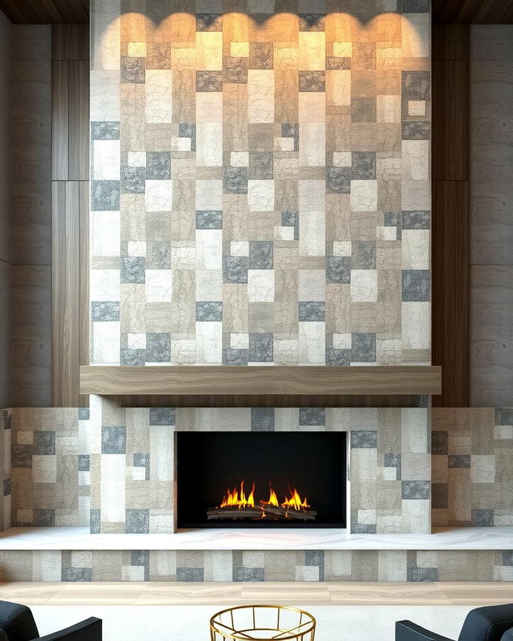 Textured Tile Sophistication - 25 Two-story Fireplace Ideas