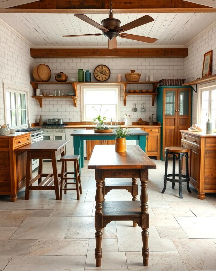 Textured Tumbled Finish - 25 Travertine Floor Kitchen Ideas