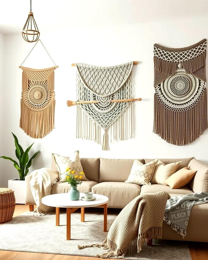 Textured Wall Hangings - 25 Moody Boho Living Room Ideas