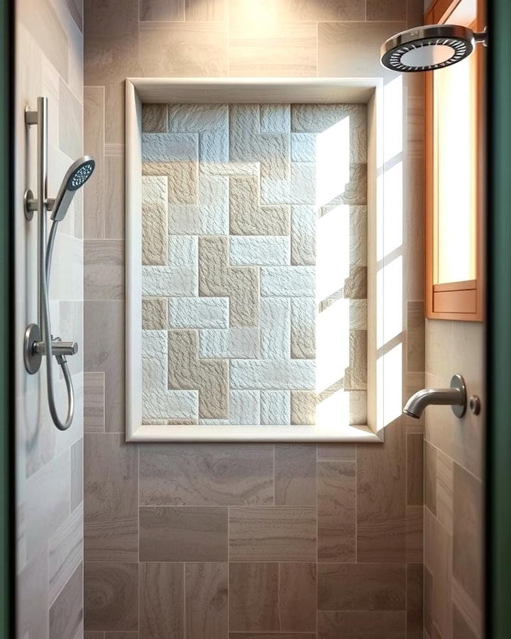 Textured Wall Shower Niche - 25 Shower Niche Ideas