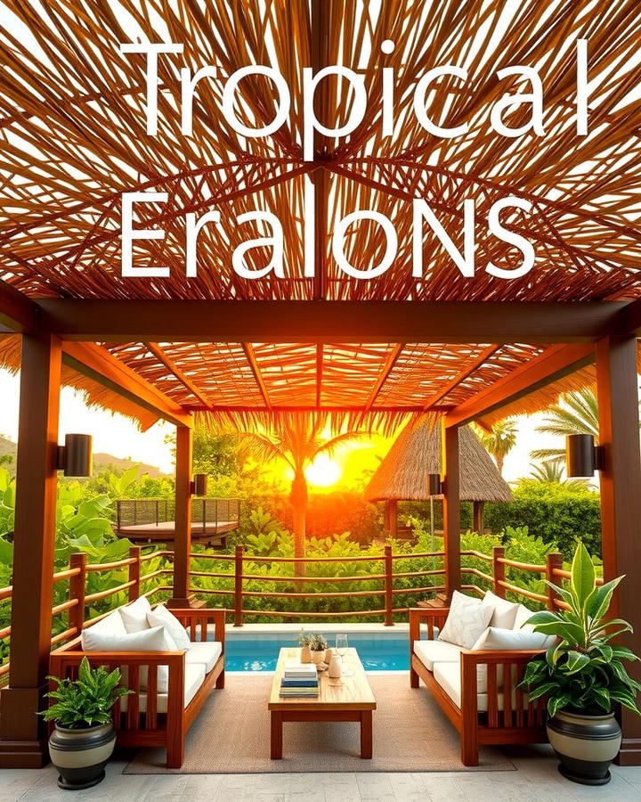 Thatched Roof for a Tropical Vibe - 25 Pergola Roof Ideas