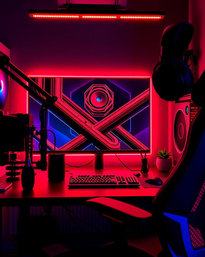 Thematic RGB Lighting - 25 Red and Black Gaming Setup Ideas